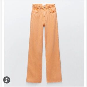 Zara orange high-waisted wide-leg jeans Size 4